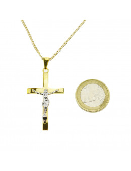 Pendentif crucifix en plaqué et or et Christ en argent 925