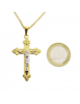 Pendentif crucifix en plaqué or et Christ en argent 925