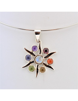 Pendentif argent 7 chakras