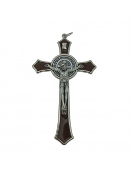 Crucifix / Croix de Saint Benoit en métal émaillé 12 cm