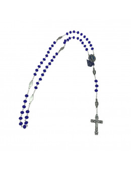 Chapelet perles de cristal bleu Vierge Miraculeuse