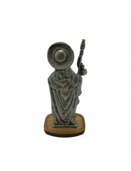 Statue Saint Jacques en métal argenté sur socle bois