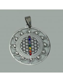 Pendentif Argent soleil - 7 chakras - Linéaire