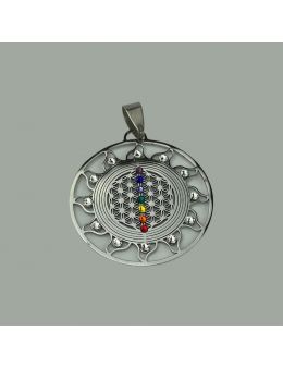 Pendentif Argent soleil - 7 chakras - Linéaire
