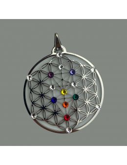 Pendentif Argent- 7 chakras - Conique