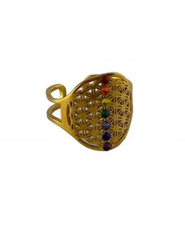 Bague plaquée Or - 7 chakras