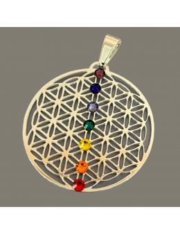 Petit Pendentif plaqué Argent - 7 chakras - Linéaire
