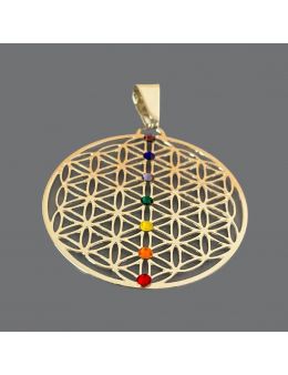 Grand Pendentif plaqué Argent - 7 chakras - Linéaire