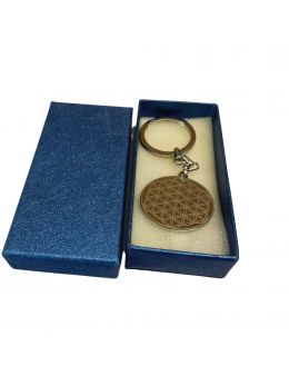 Porte clé Fleur de vie - Acier inoxydable - 3 cm