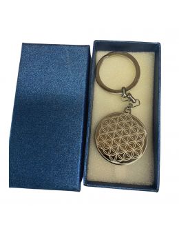 Porte clé Fleur de vie - Acier inoxydable - 3 cm
