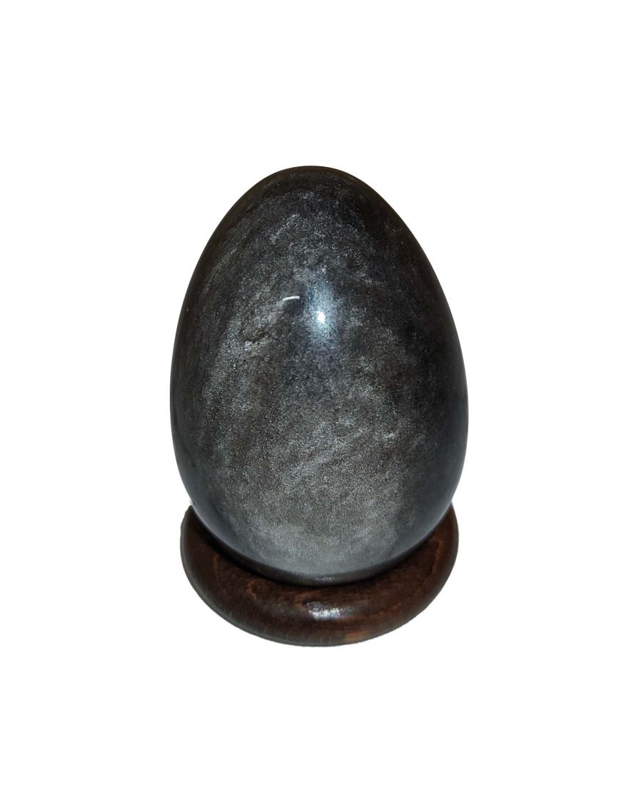 Oeuf Obsidienne Argenté - 5 x 3.5 cm