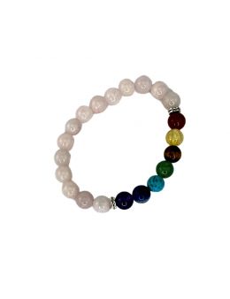 bracelet 17 7 chakra et quartz rose