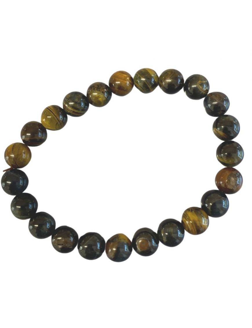 Bracelet perles 8mm - Oeil de tigre gris