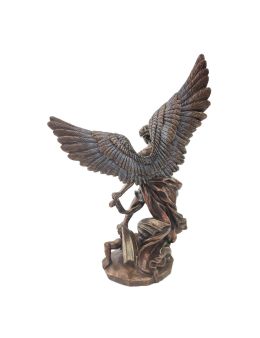 Statue bronze coulé à froid saint Michel avec le démon, H. 20 cm 