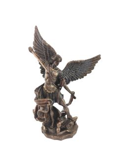 Statue bronze coulé à froid saint Michel avec le démon, H. 20 cm 