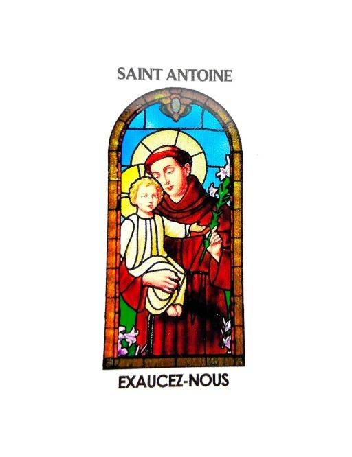 Autocollant Transparent "vitrail" sans prière 10.5x6.5 cm pour bougie de neuvaine de saint Antoine.