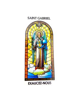 Autocollant Transparent "vitrail" sans prière 10.5x6.5 cm pour bougie de neuvaine de saint Gabriel