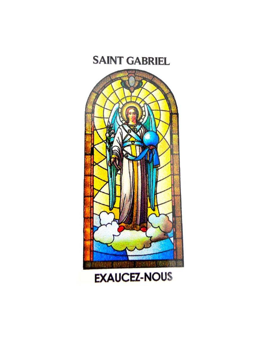 Autocollant Transparent "vitrail" sans prière 10.5x6.5 cm pour bougie de neuvaine de saint Gabriel