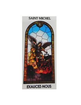Autocollant PAPIER BLANC "vitrail" sans prière H.5,1x3,1 cm pour veilleuse 20/24 heures de saint Michel