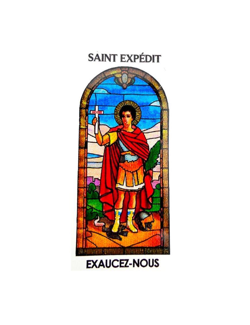 Autocollant Transparent "vitrail" sans prière H.5,1x3,1 cm pour veilleuse 20/24 heures de saint Expédit