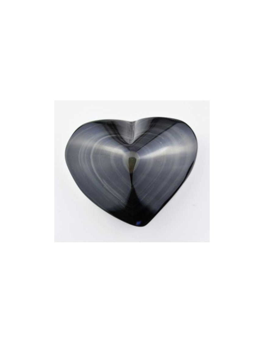 Coeur Oeil céleste - Obsidienne noire - 77 g