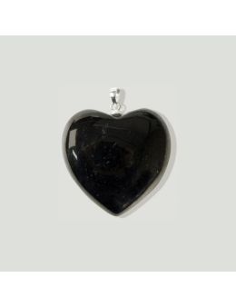 Pendentif coeur en argent - Jet de shungite - 15 g