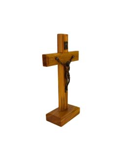 Crucifix en bois d'olivier véritable - 12 cm