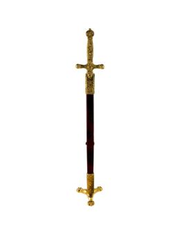 Dague couleur bronze avec fourreau en simili cuir bordeaux