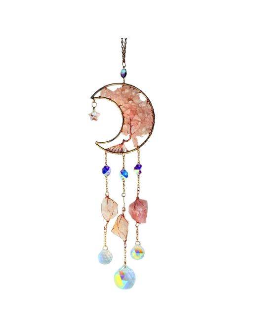 Attrape rêves Croissant de Lune Quartz Rose Attrape rêves Croissant de Lune Quartz Rose