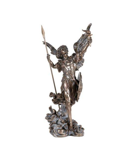 Statue de l’archange Uriel en bronze coulé à froid, hauteur 36 cm