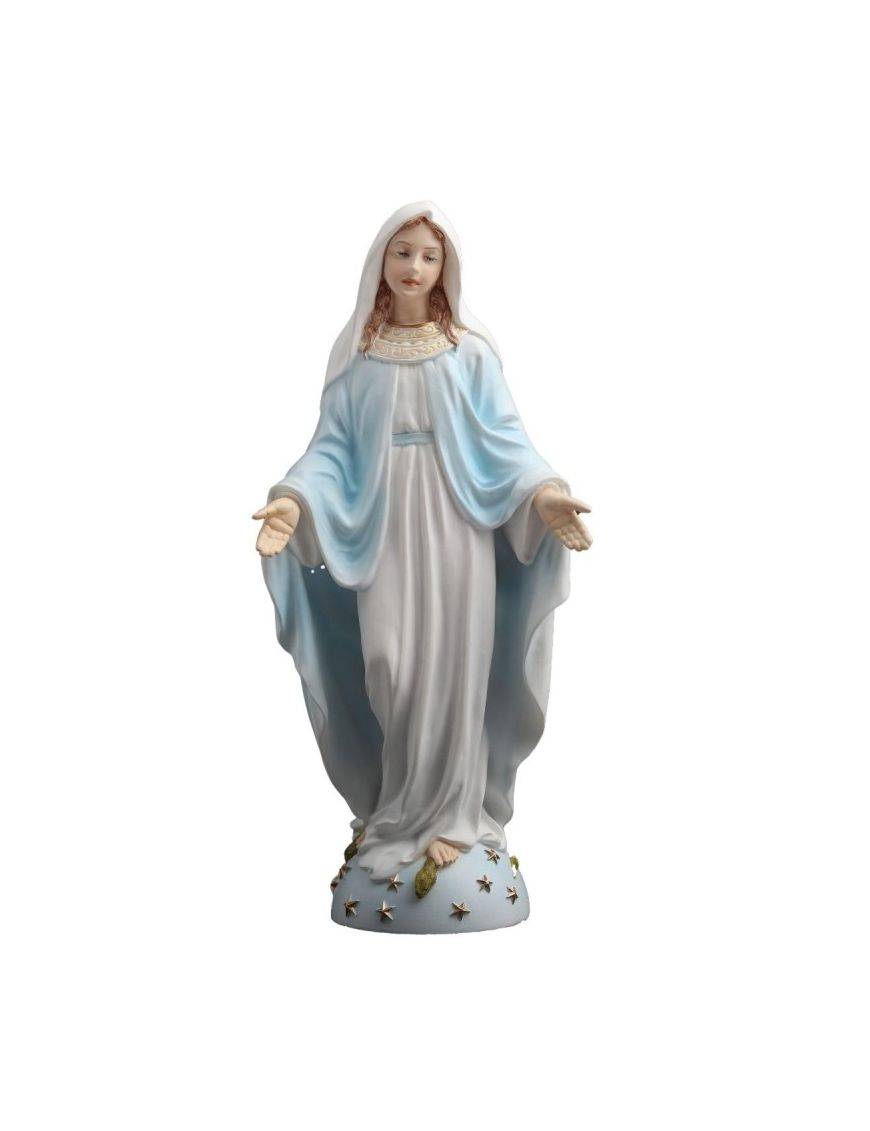 Statue de la Vierge Miraculeuse en polystone polychrome, peinte à la main, Hauteur 15 cm