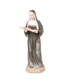 Statue de sainte Rita en polystone polychrome, peinte à la main, hauteur 21 cm.