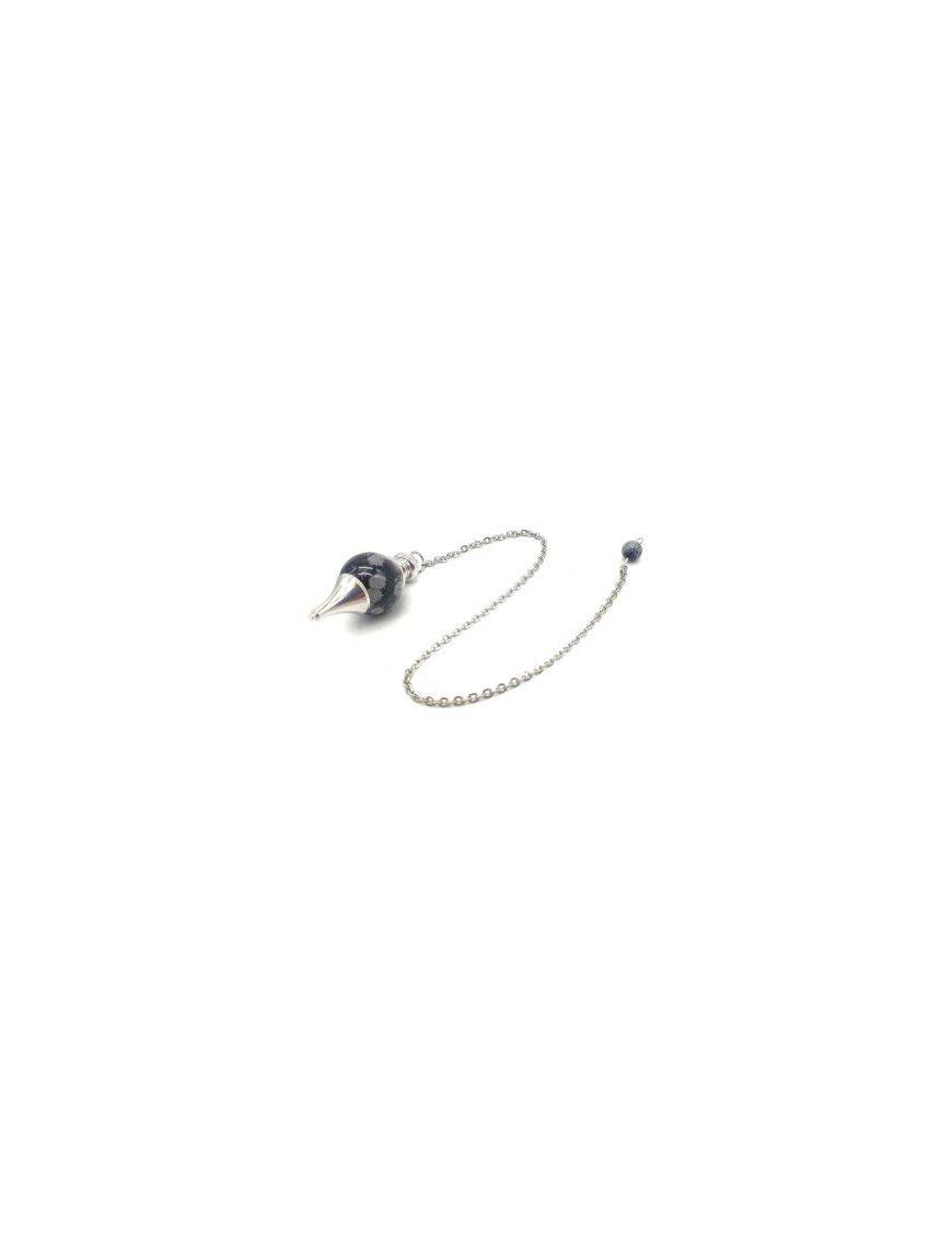Pendule sphère Obsidienne Neige 4cm