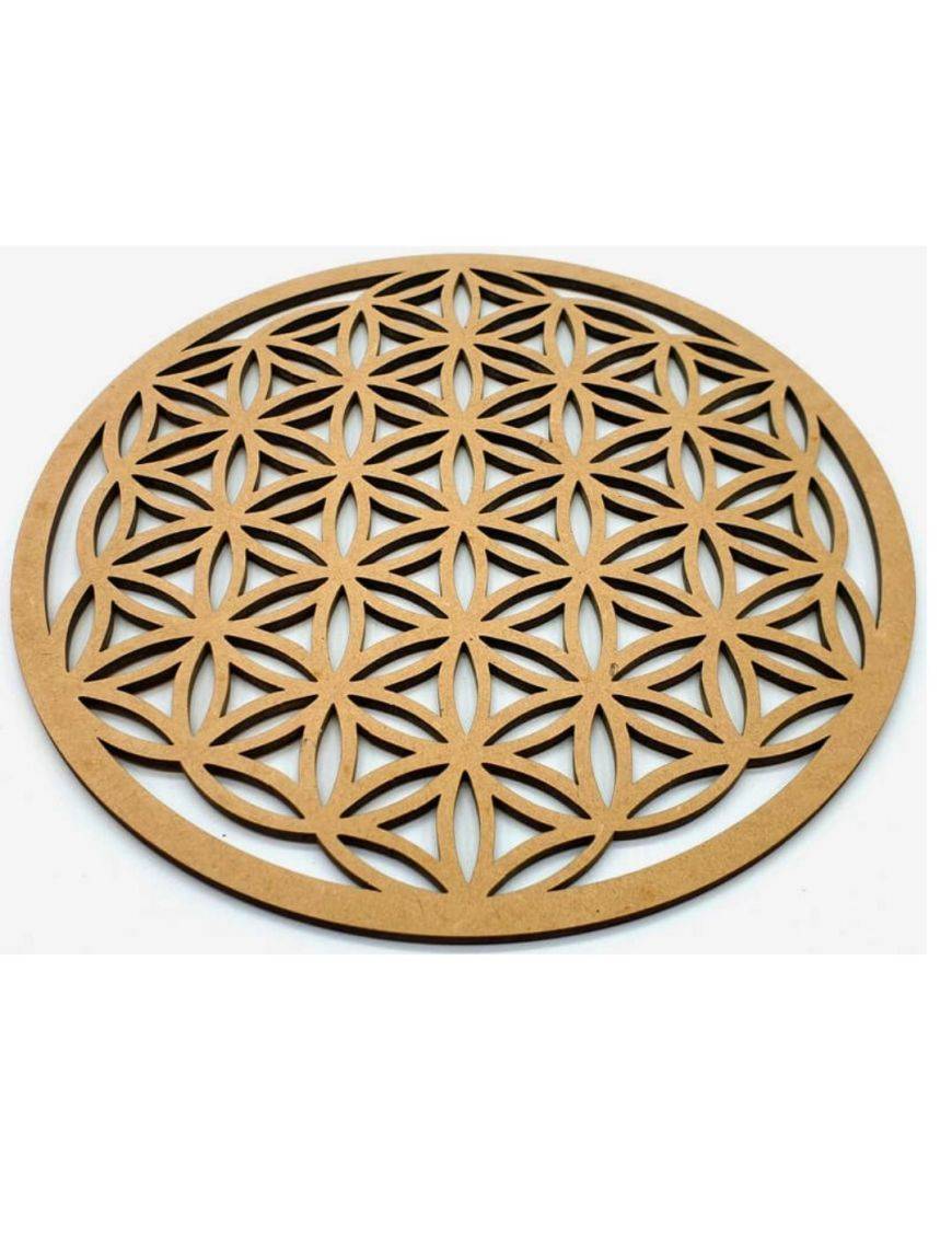 Plaque fleur de vie Sculpé - Bois - 10 Cm