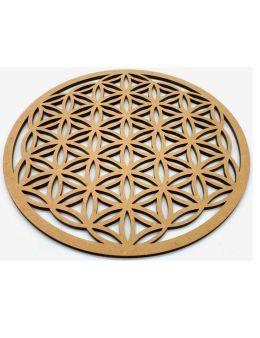 Plaque fleur de vie Sculpé - Bois - 20 Cm
