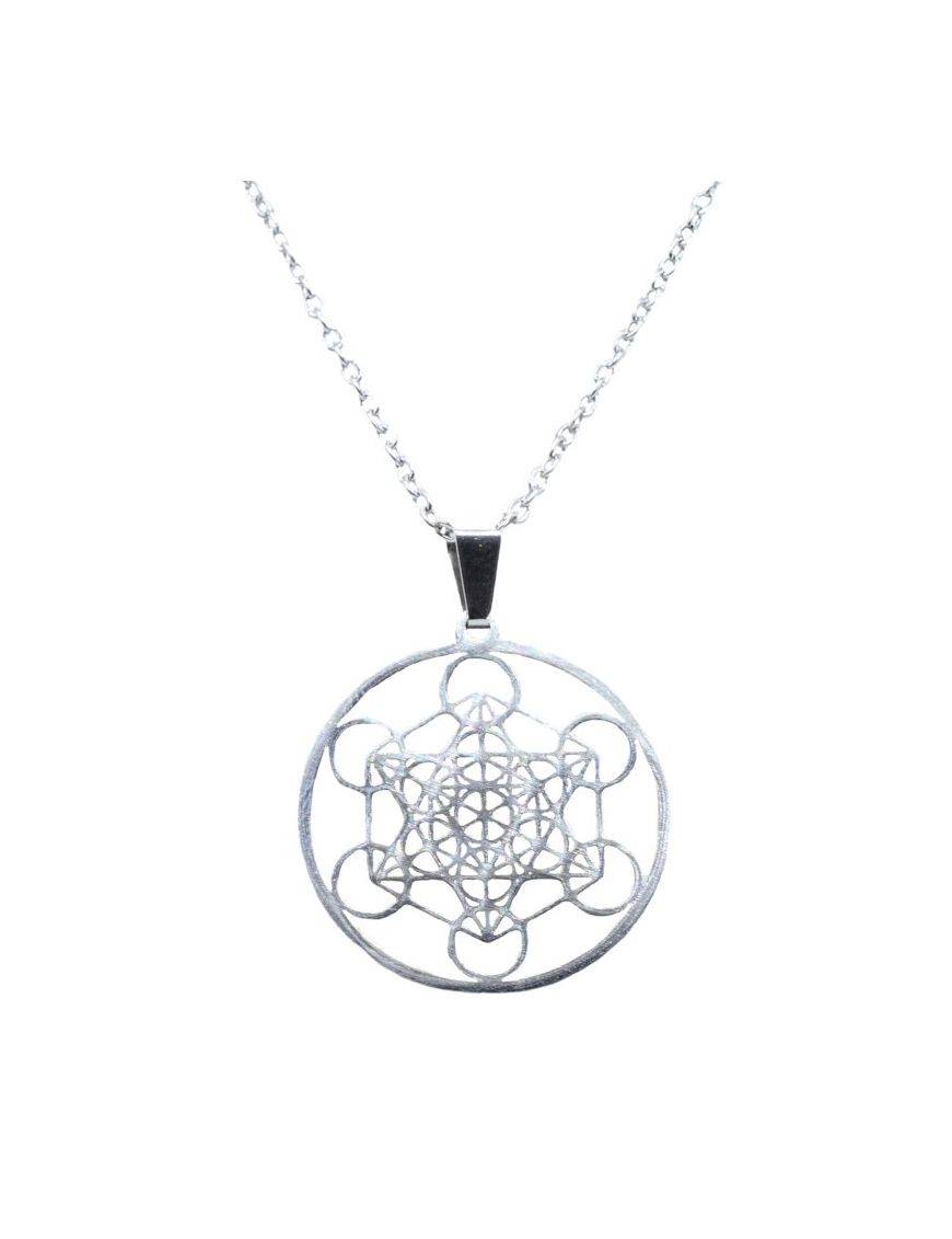 Pendentif Acier Inox&nbsp; - Cube de métatron - 25 mm