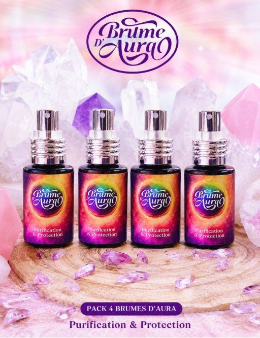 Pack 4 Brumes d’Aura – Parfums énergétiques purs sans alcool – 4 x 30 ml