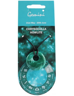 Pendentif pierre ronde percée - Gémeaux - Chrysocolle