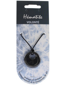 Pendentif pierre ronde percée - Hématite