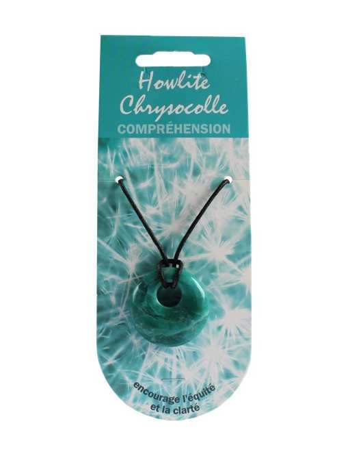 Pendentif pierre ronde percée - Howlite chrysocolle