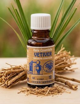 Huile essentielle de Vétiver 20 ml avec Compte-gouttes