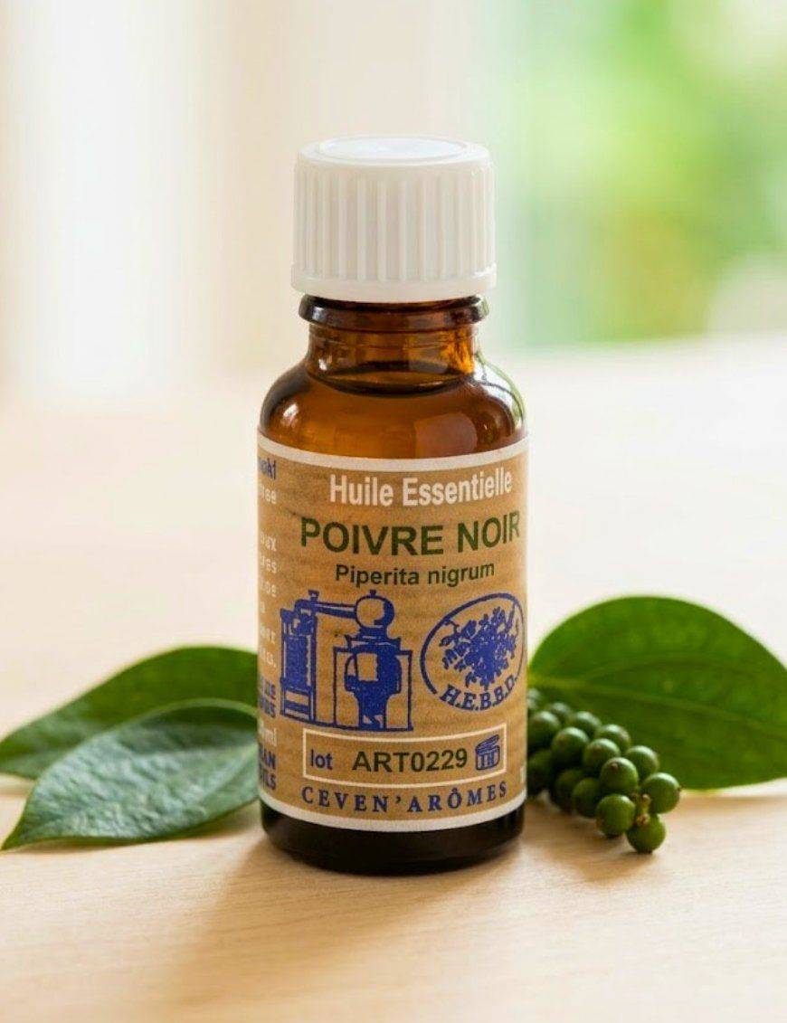 Huile essentielle de Poivre noir 20 ml avec Compte-gouttes