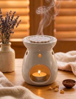 Brûle-parfum en céramique avec cire parfumée