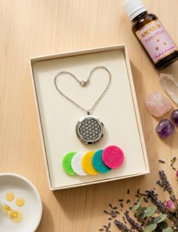 Coffret Sautoir Pendentif Diffuseur - Fleur de Vie - 3 cm