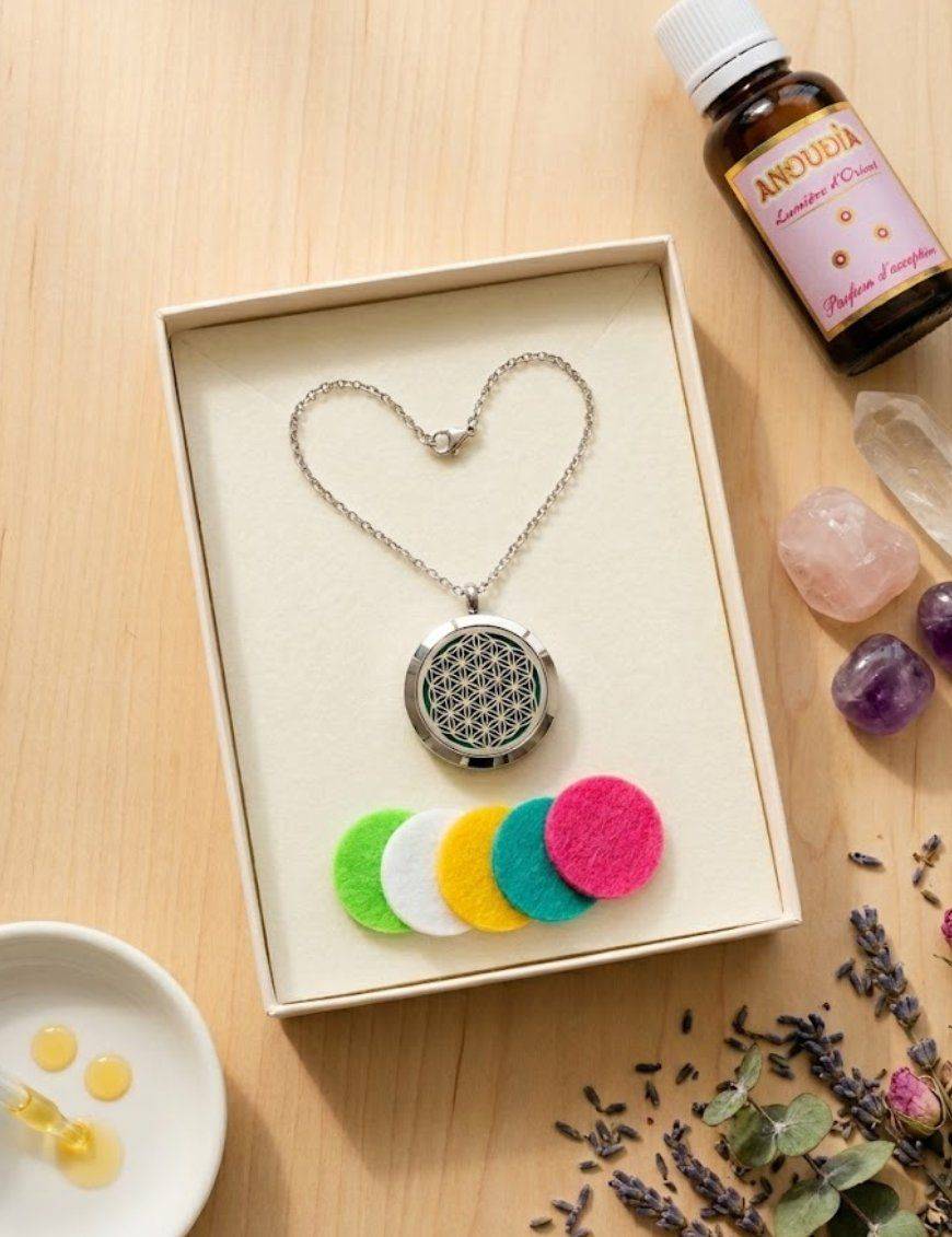Coffret Sautoir Pendentif Diffuseur - Fleur de Vie - 3 cm
