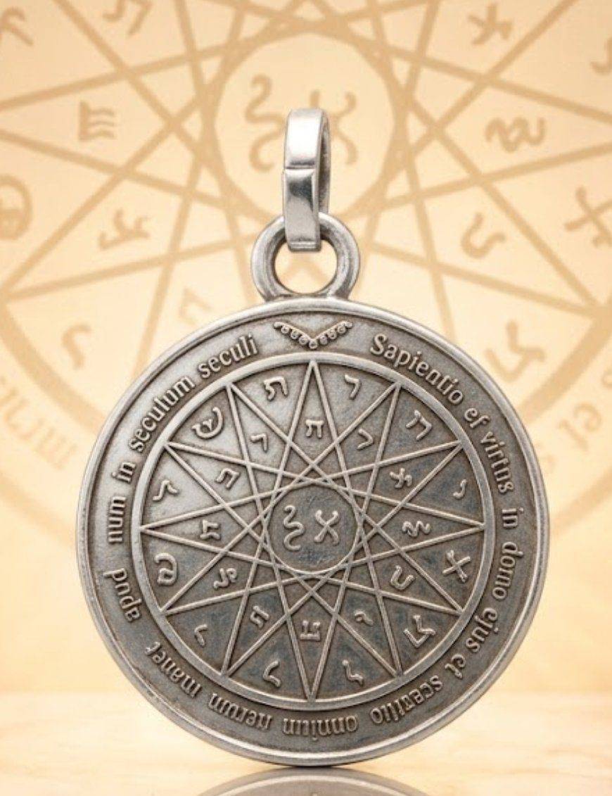 Pentacle de Mercure - Médaille talismanique - Argenté - 3cm