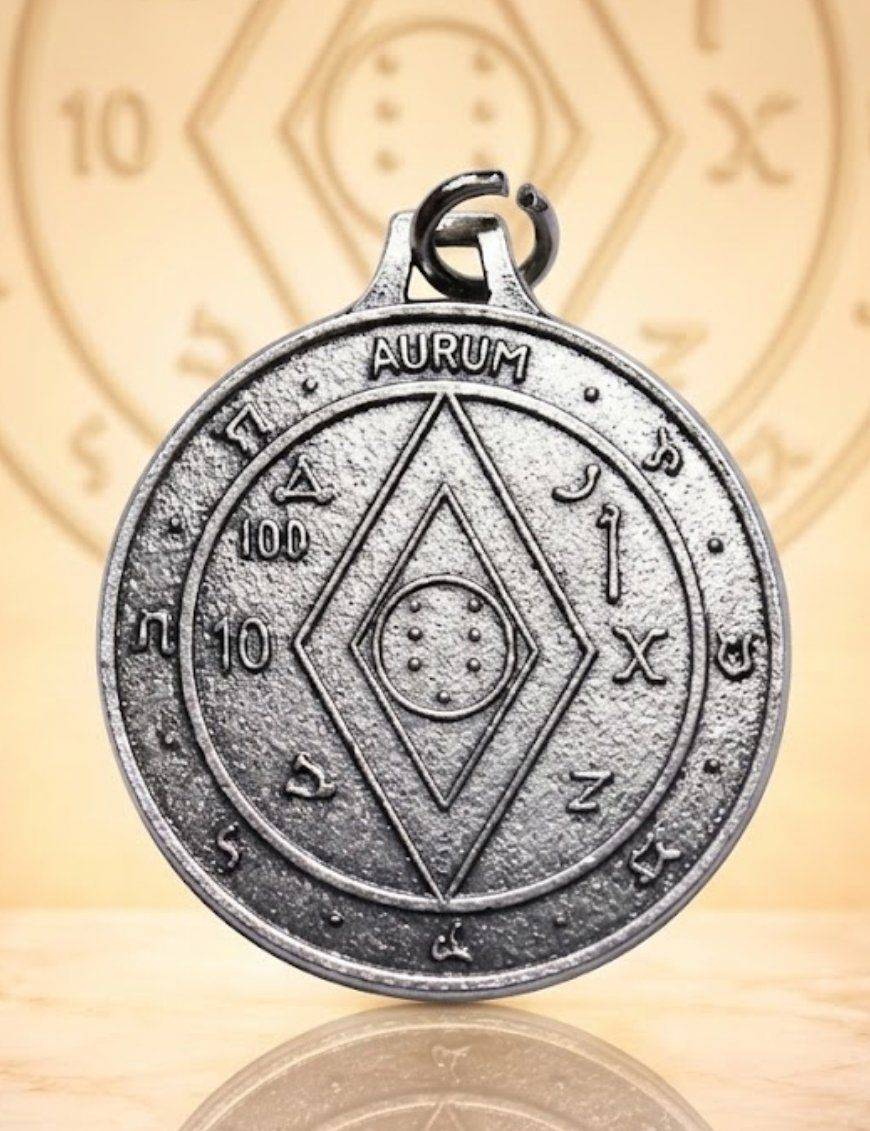 Pentacle de la richesse - Médaille talismanique - Argenté - 3cm