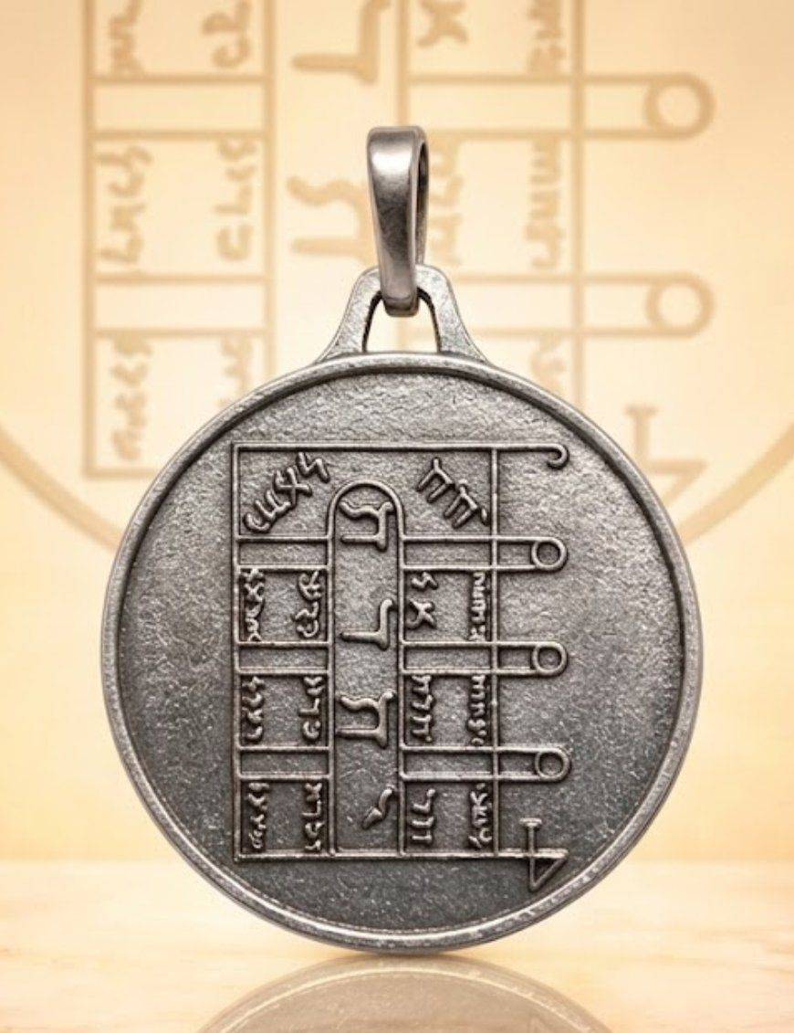 Pentacle de la Lune - Médaille talismanique - Argenté - 3cm