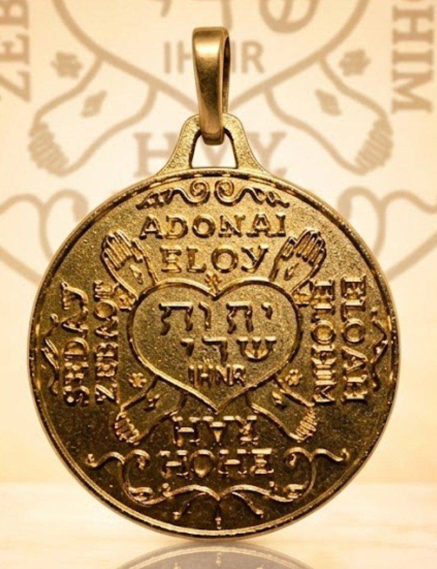 Pentacle d'Adonaï + Sator Arepo - Médaille talismanique - Doré - 2.3cm