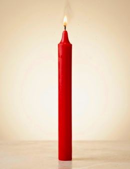 Bougie - Rouge Vif - 20 cm - Ø 2 cm - Combustion 6h